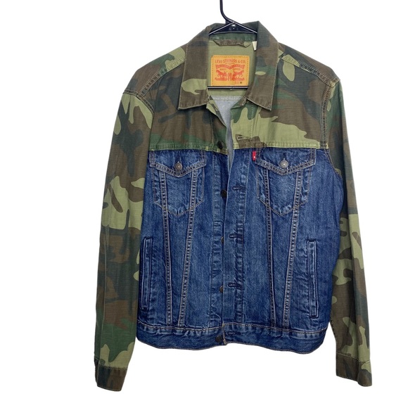 Levi's Men's Camo Color-block Denim Jacket medium - Picture 3 of 5